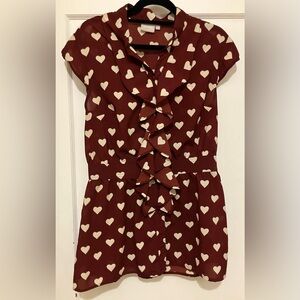 Valentine's Heart Print Blouse
